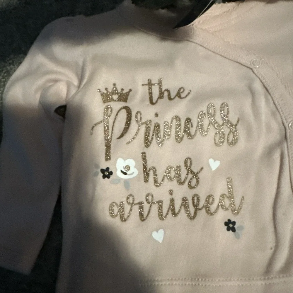 GERBER ORGANICS BABY SOFT 3 PIECE PRINCESS SET 0-3  MONTHS ‎ NEW W TAGS